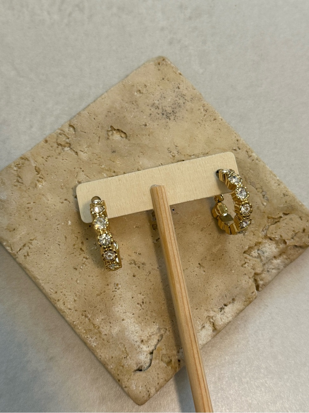 Nina Ricci Vintage Gold Crystal Hoop Earrings - Sparkling Gold Huggies